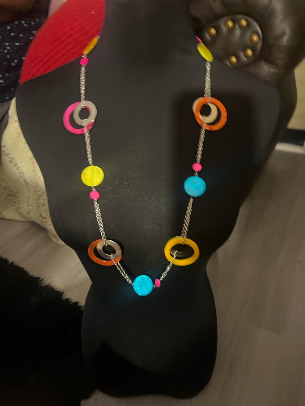Colorful Multi-Accent Women’s Necklace - Pink, Orange, Yellow, Blue